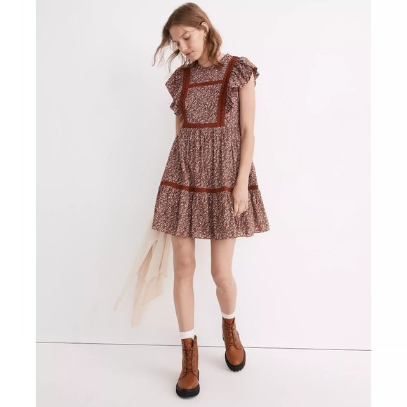 [NWT] Madewell Flutter-Sleeve Mini Dress in Cottage Garden - Picture 2 of 5